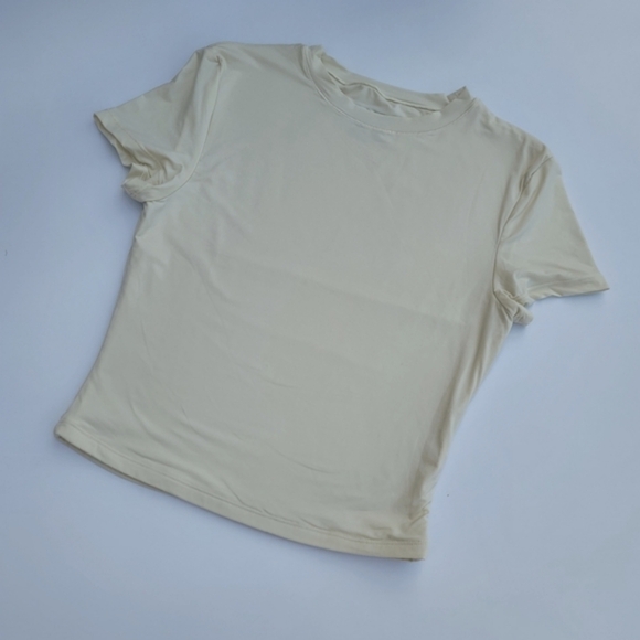 Pedigree ButterSoft Baby Tee Crop Top | Cream White - Picture 2 of 9